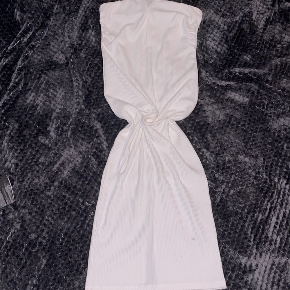 White Tube Dress w/ Mini Split in the Back